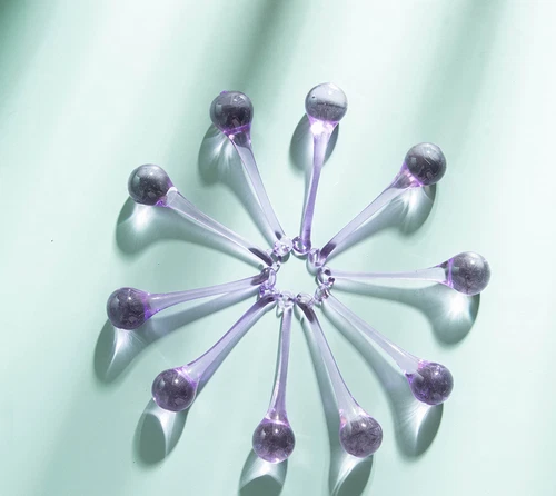 Lámpara colgante de iluminación de prismas de cristal con gota de lluvia colgante de 10 púrpuras - Imagen 3 de 7
