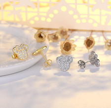 Silver / Gold Disney Mickey Mouse Pave CZ Stud Earrings