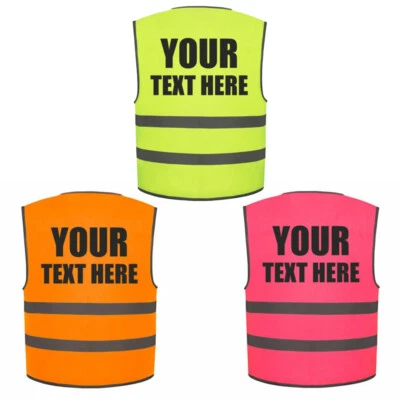 BROOK HI VIS CUSTOM PRINT KIDS HI VIZ VIS PERSONALISED WAISTCOAT VESTS JACKET CHILD