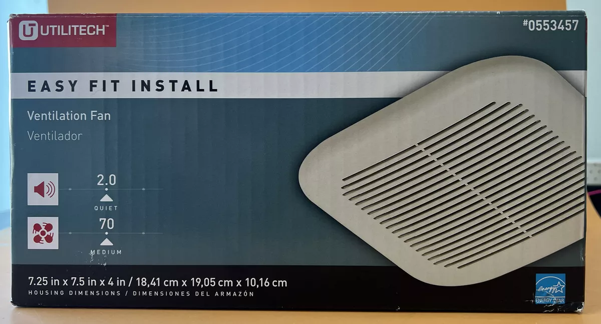 Utilitech Ventilation Fan Easy Fit Install Quiet Sound 70 CFM Air Flow 0553457