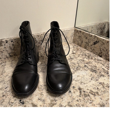To Boot New York Black Leather Combat Boots Lace Up Round Toe Men's Size 12 M