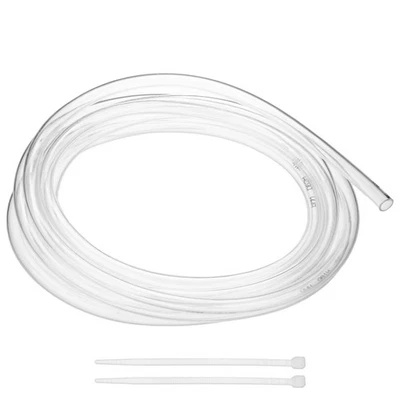Tuyau vinyle 6mmIDx8mmOD 10' flexible plastique et 2 attaches [Transparent] - Photo 1/4