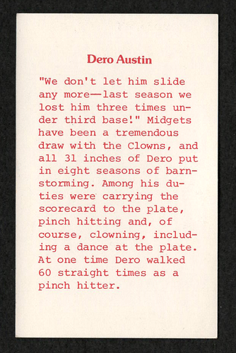 1976 Laughlin Indianapolis Clowns card #2 Dero Austin - Picture 2 of 2