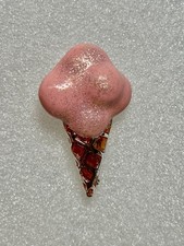 Vintage Dancraft BUBBLEGUM PINK ICE CREAM CONE Pin Brooch Summer Fun 2.5?