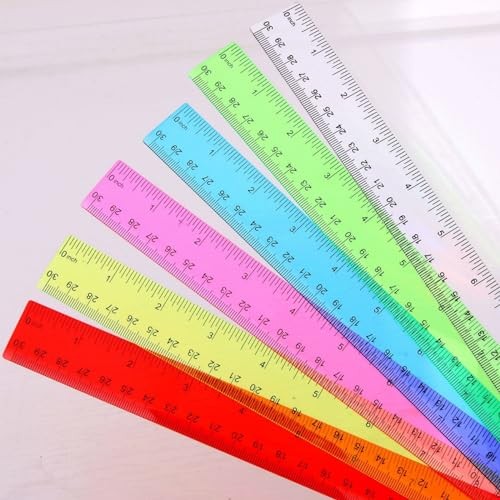 6 Pcs Ruler Bulk Plastic Flexible Straight Metric Rulers with 12 Inch Colorful - Picture 3 of 7