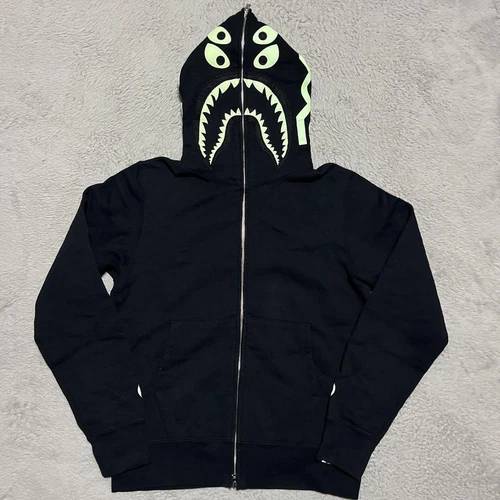 A BATHING APE (BAPE) Felpa con cappuccio A BATHING APE BAPE KAWS BOUNTY HUNTER squalo MAD nera uomo taglia M usata