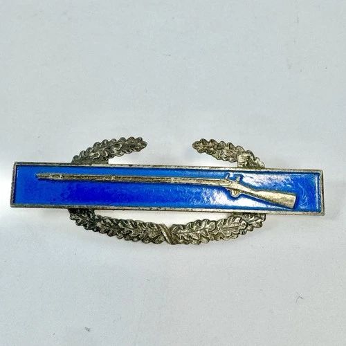 Vintage WWII 3" Rifle Military Pin Blue Marked Sterling Brooch Marksman WW2
