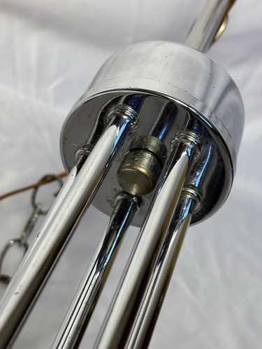 Vintage Mid Century Chrome Tone 5 Light Waterfall Swag Lamp Chandelier - Picture 18 of 20