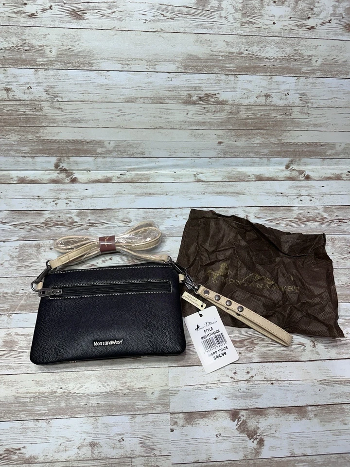 Bolso sin asas bandolera Montana West nuevo con etiquetas negro tostado estilo occidental para mujer’s Foto 2 de 4