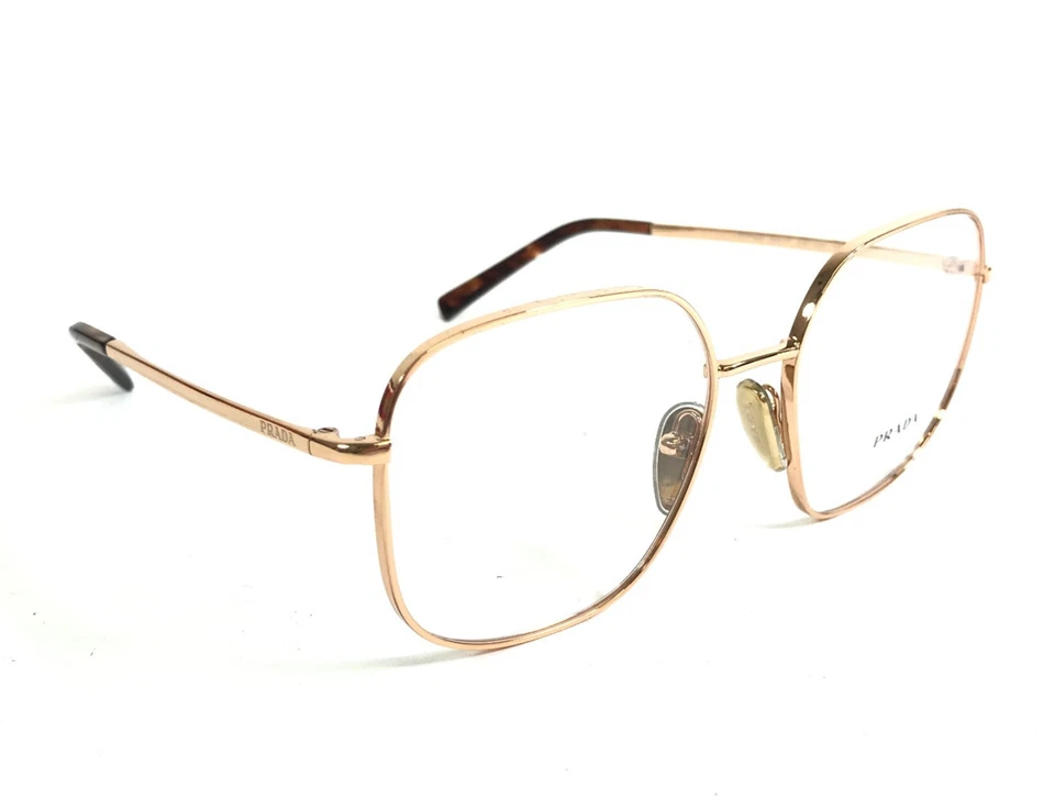 Prada Eyeglasses Frames VPRA59 ZVF-1O1 Rose Gold Square Wire Rim 53-17-135 - Image 3 of 4