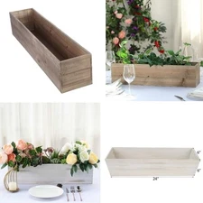 24x6 inches Natural Wood Rustic Rectangular Planter Boxes Party Home Decorations