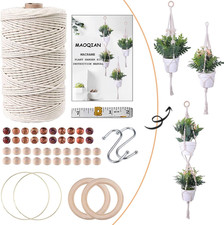 3 in 1 Macrame Kit for Beginners, 3mm x 3MM x 220Yards - 50pcs, Silver