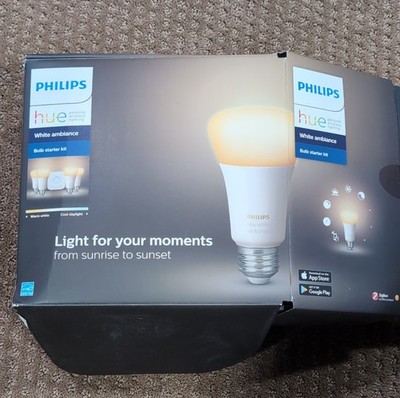 Philips Hue White Ambiance Smart Lighting Kit 4 LED Bulbs 