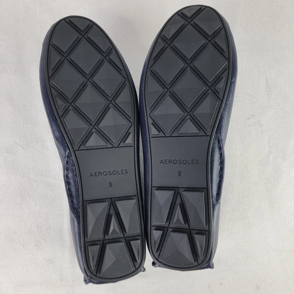 Mocasines de cuero azul marino cómodos sin cordones para hombre aerosoles talla 9M para conducir Foto 4 de 4