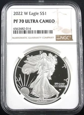 2022 W PROOF AMERICAN SILVER EAGLE NGC PF70