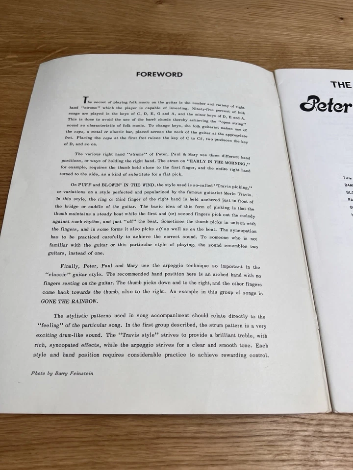 THE GUITAR STYLE OF PETER PAUL AND MARY 1964 Cancionero Partituras Vintage Folk Foto 3 de 4