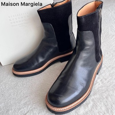 Mint MAISON MARGIELA Side Gore Boots 41 Black Leather Zip Ankle Italy New