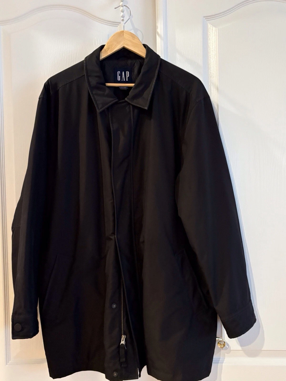 Men’s 3/4 Full Length Double Zipper Nylon Insulated Jacket