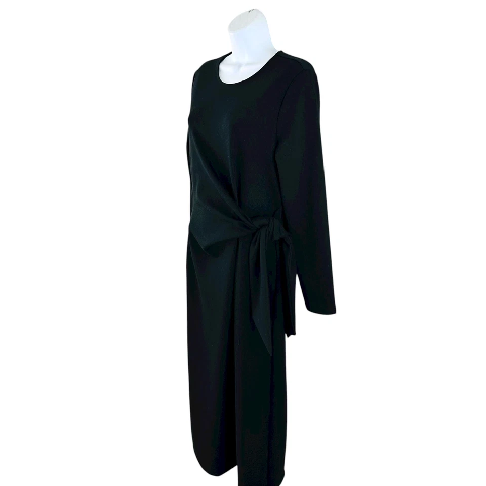 Женское платье миди Nordstrom размер M пуловер завязанная талия с длинным рукавом черное - Изображение 3 из 4