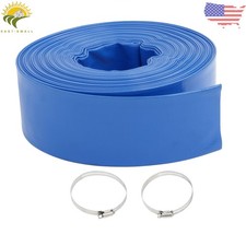 3" x 100FT Blue PVC Lay Flat Water Hose Discharge Hoses For Pool Backwash