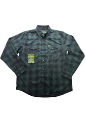 Dixxon Absinthe Green Flannel Shirt Plaid Pearl Snaps Men's Size Large NWT