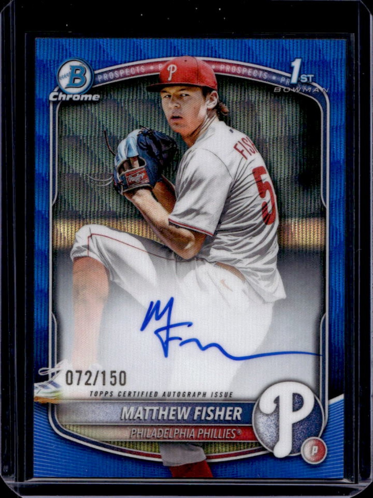 2025 Bowman Draft Matthew Fisher Chrome Auto Blue Wave Refractor 1st #/150