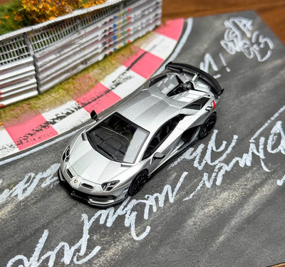HH 1:64 Silver Aventador SVJ LP770-4 Racing Sports Model Diecast Metal Car