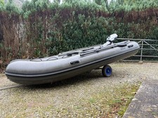 BISON MARINE OLIVE GREEN INFLATABLE FISHING SPORTS AIR RIB BOAT 13ft + EXTRAS