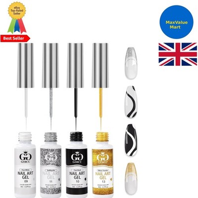 Kreatives Nail Art Gel Set - 4 Farben und integrierte dünne Pinsel für Design Spaß