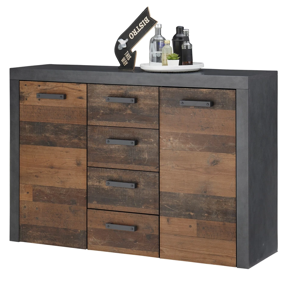 Kommode - Old Wood Vintage - Matera - 2 Türen - 135 cm Sideboard Kommode TV - Bild 3 von 4