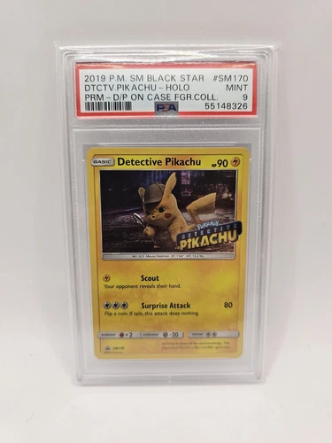 Pokemon Card Detective Pikachu SM170 SM Black Star Promos PSA 9 Stamped Mint ENG
