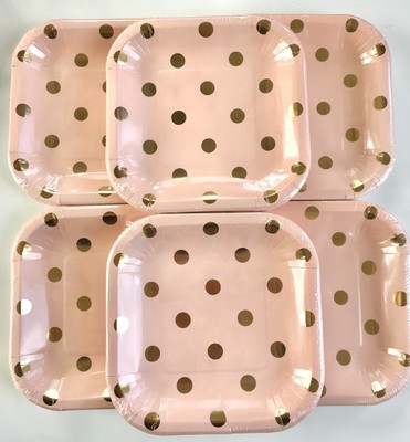 Blush And Gold Polka Dots Party Lot Paper Plates My Mind S Eye Birthday Bridal Ebay