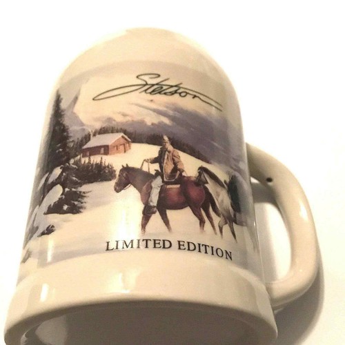VTG Stetson Mug Tankard Limited Edition Ceramic Beer Stein Winter Horses Cowboy - Picture 3 of 6