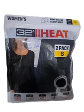 32 Degrees Heat Women's Long Sleeve Scoop Neck Base Layer Black 2-Pack Small
