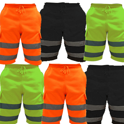 Hi Vis VIZ Shorts Arbeitskleidung Herren Cargo reflektierend mehrere Taschen superweich Fleece - Bild 3 von 15