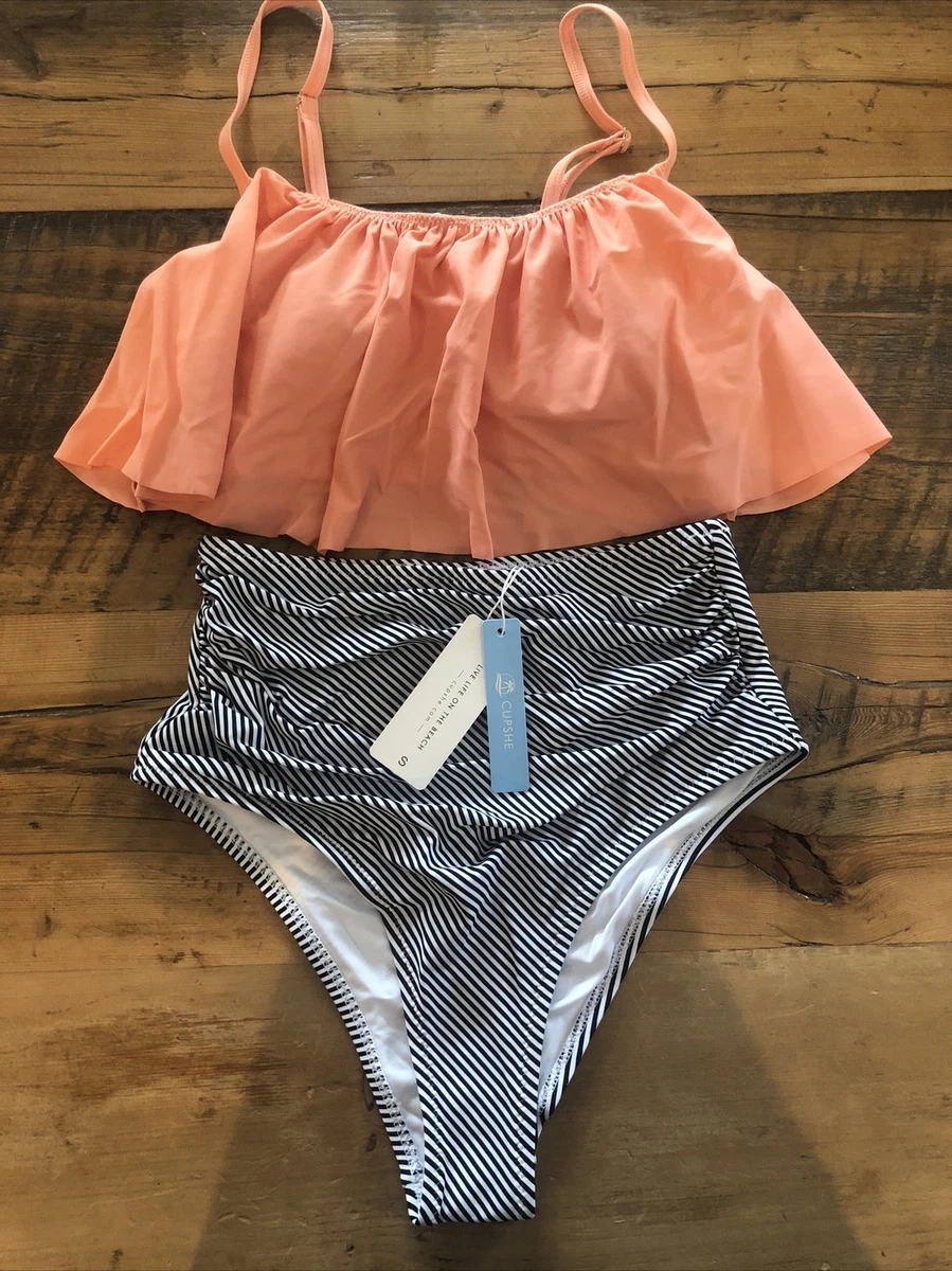 Cupshe black with pink ruffle top