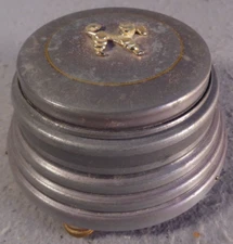 Thorens Swiss Metal Powder Puff Music Box La vie en rose Gold Dog Poodle Vintage