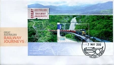 2010 Great Railway Journeys (M/Sheet) FDC - Port Hedland WA 6721 Pictorial PMK