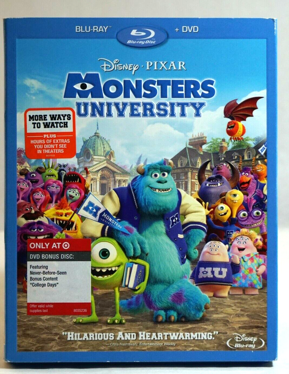 Monsters University (Blu-ray+DVD, 2013) 3 Disc Set Case+Slip