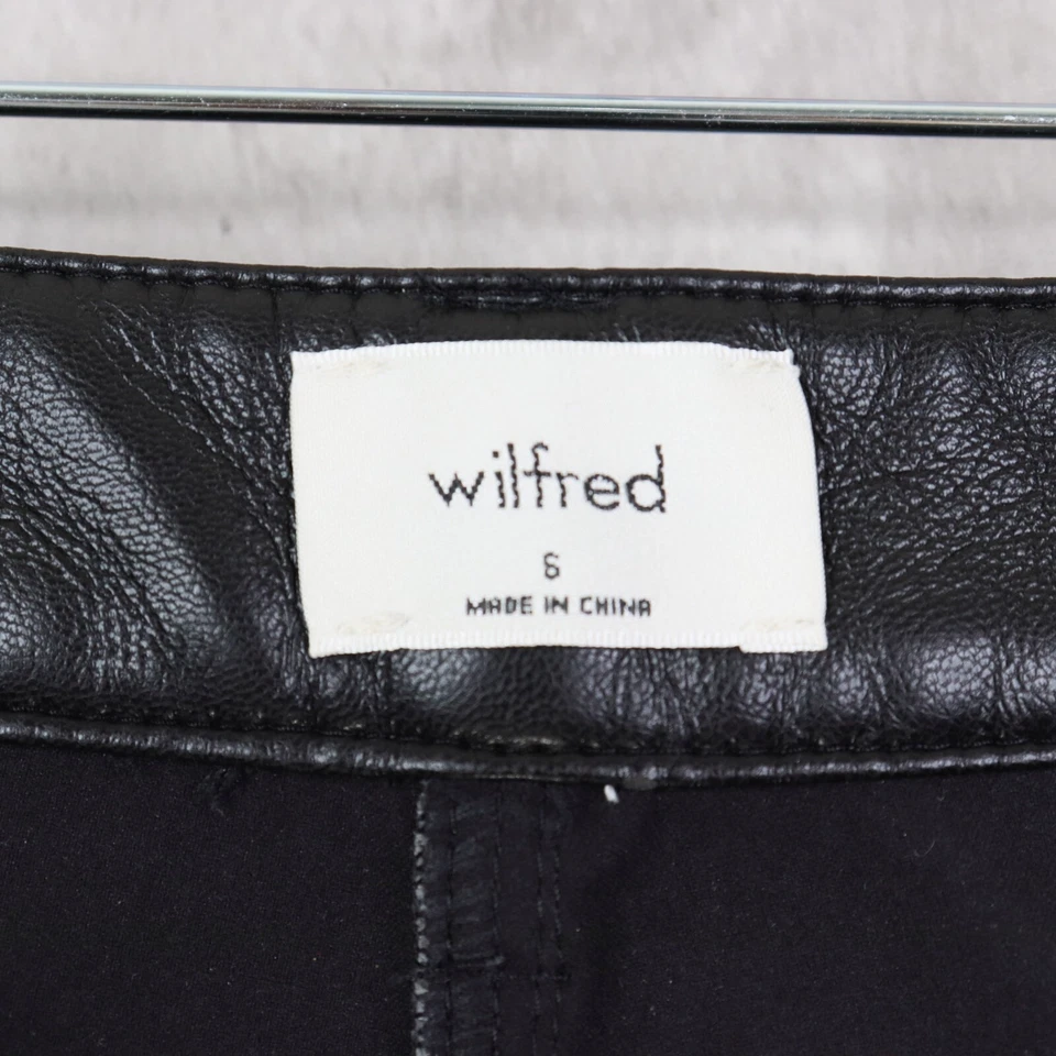 Pantalones Wilfred para mujer talla 6 negros imitación cuero pierna recta cintura alta suaves Foto 3 de 4