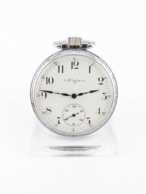 Feine Elgin Taschenuhr aus den 40er Jahren verschraubtes Metallgehäuse  Art Deco
