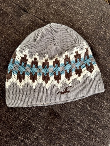 Hollister Chunky Knit Beanie Hat Fair Isle Faux Sherpa Lining Y2K 90s Unisex