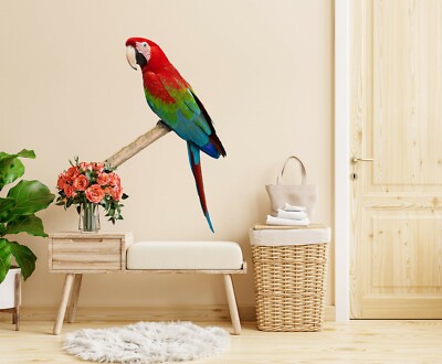 3D Rot Papagei C400 Tier Wallpaper Wandbild Poster Wandaufkleber Abziehbild Zoe