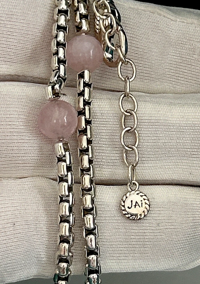 COLLAR CADENA CAJA CUARZO ROSA 925 PLATA ESTERLINA JAI JOHN HARDY NUEVO Foto 4 de 4