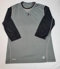 Nike Pro Combat Swing Man Shirt Large Gray Crew Neck Raglan Sports Performance
