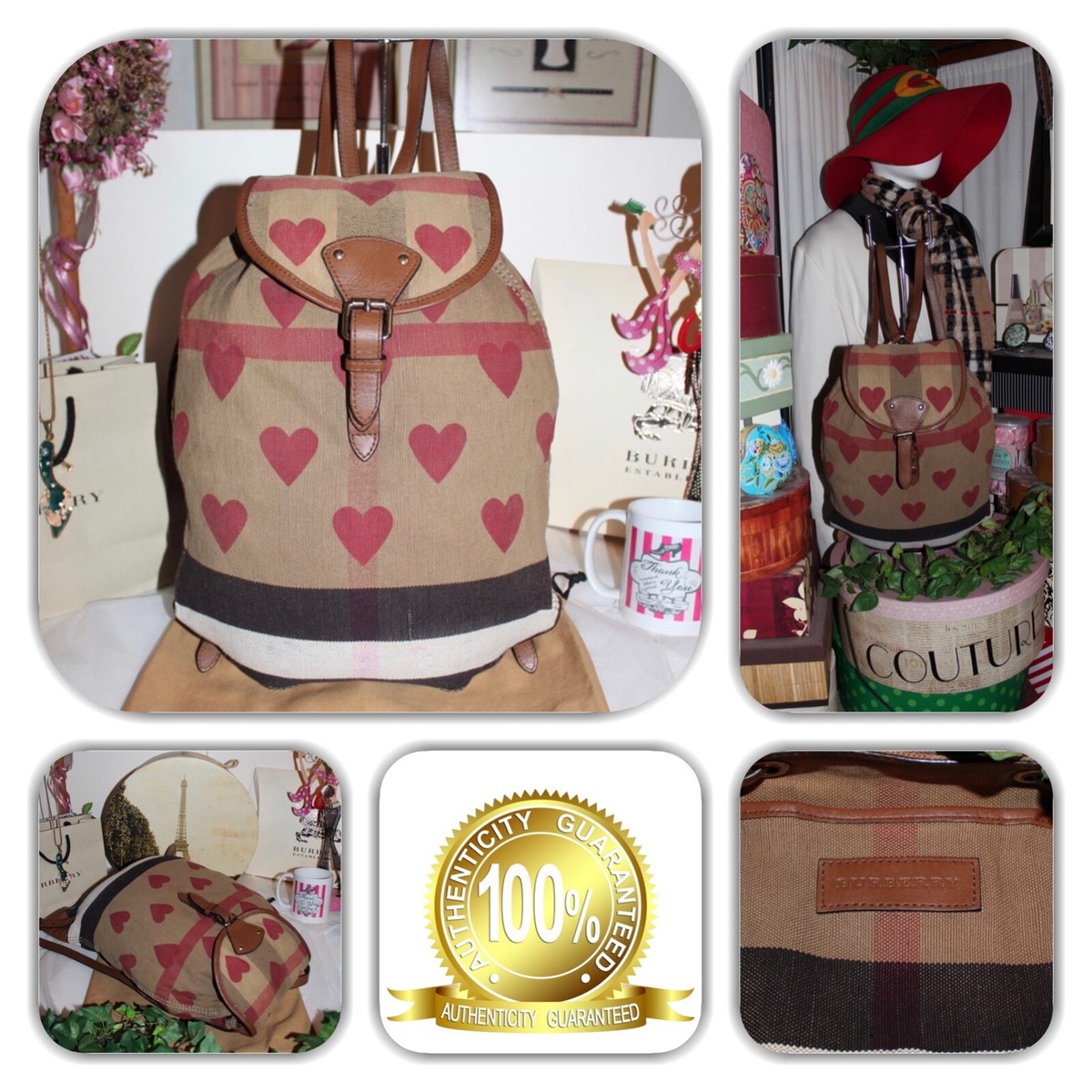 CUTE-BURBERRY HEART SIGNATURE NOVA CHECK BACKPACK! | eBay display picture 3