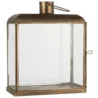 Groß Glas Laterne Rechteckig Gerundet Dach Messing 28 CM Von Ib Laursen