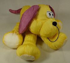 Vintage TL Toys Nylon Dog Plush 14 Inch Purple Yellow Parachute Stuffed Animal