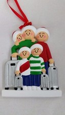 Personalized Family Five 5 Traveling Vacation Christmas Tree Ornament