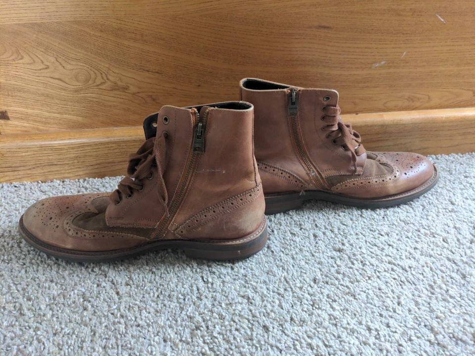 Botas de cuero Kenneth Cole Reaction para hombre talla 10,5 Oxford con cordones y cremallera lateral Foto 3 de 4